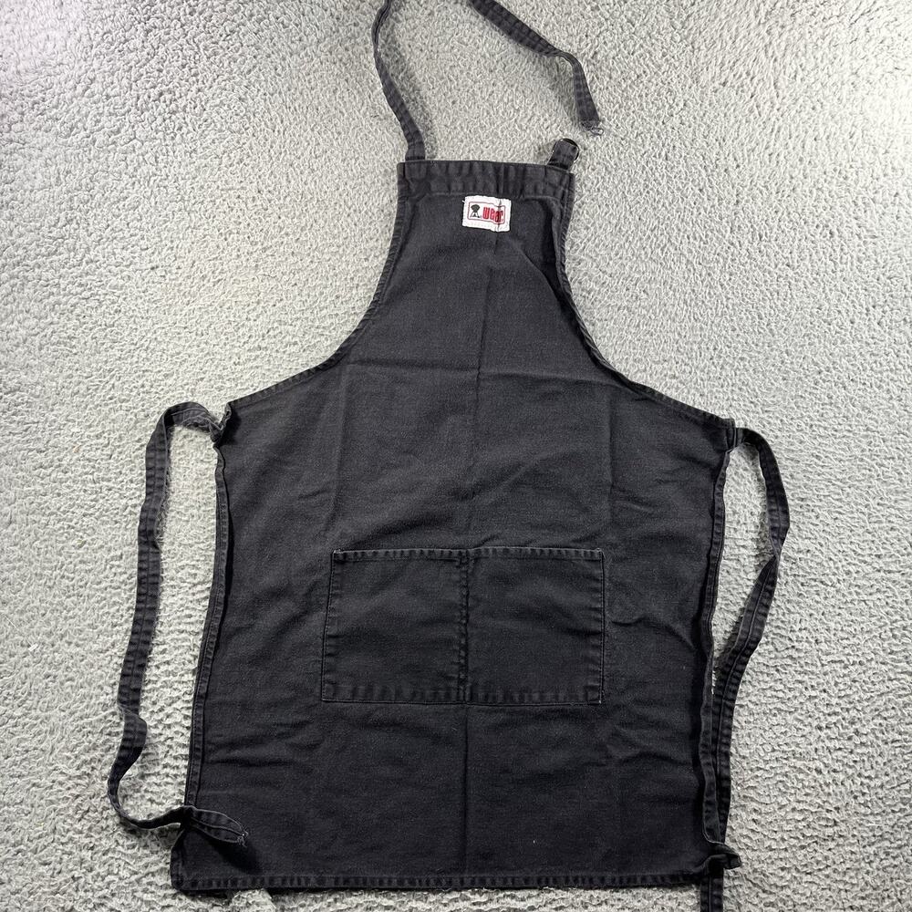 Weber Grill Apron Black Cotton BBQ Grilling Pockets Weber-Wear Vintage Cookware